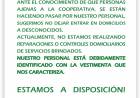 Comunicado de la Cooperativa CEGRO.
